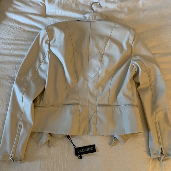 NWT Nordstrom Blank NYC Asymmetrical Leather Jacket - Cream Color - Picture 5 of 5
